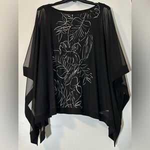 Joseph Ribkoff Black and White Sheer Poncho